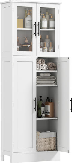 HomCom Boden Badezimmerregal Hölzernes 60x30x170cm Weiß
