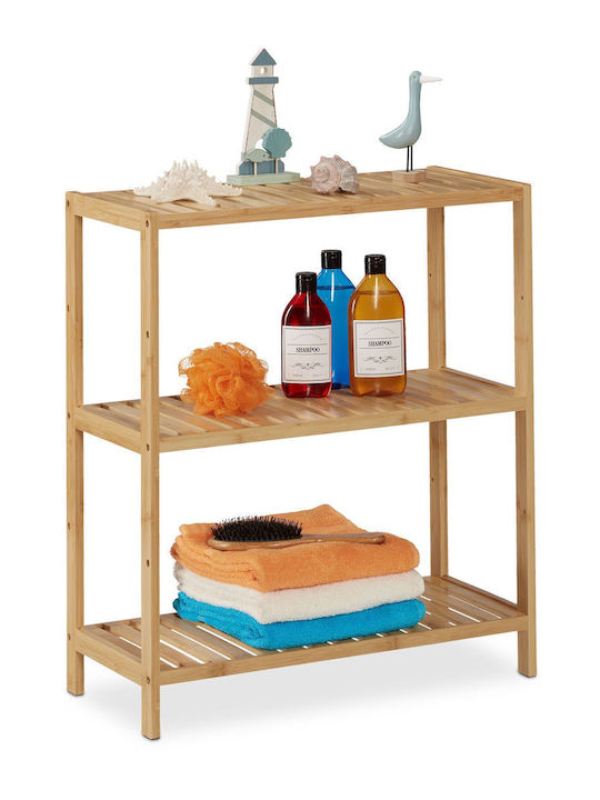 Relaxdays Raft de Baie de Podea Bamboo 69x26x60cm Maro