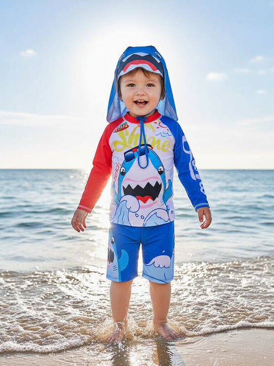 Queen Mother Shark Kinder Badebekleidung Mit Langen Ärmeln Blau Shark Queen Mother Shark Kinder Badebekleidung Mit Langen Ärmeln Blau Shark