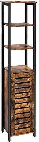 Songmics Floor Bathroom Shelf Wooden 37x30x167cm Brown
