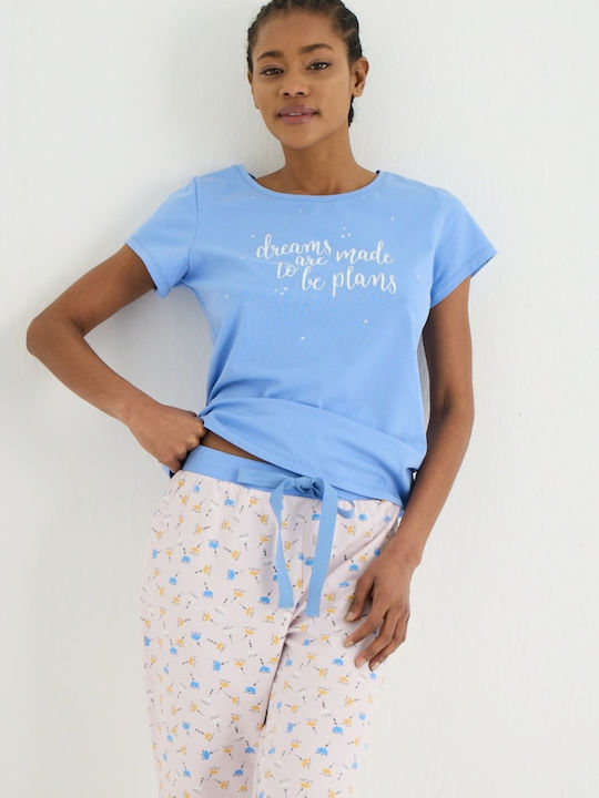 Set De Pijamale Dama De Vară Albastru Ip8597