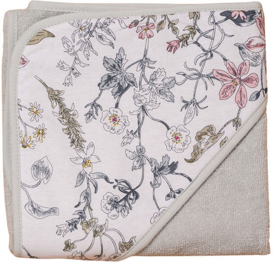 abo Baby-Badetuch mit Kapuzen Flower Garden Grau 75x75cm