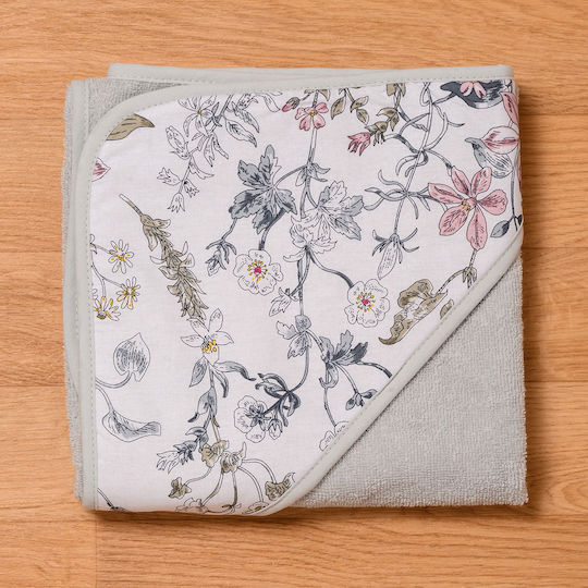 abo Baby-Badetuch mit Kapuzen Flower Garden Grau 75x75cm