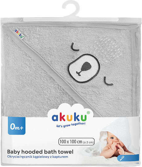 Akuku Baby-Badetuch mit Kapuze Grau 100x100cm