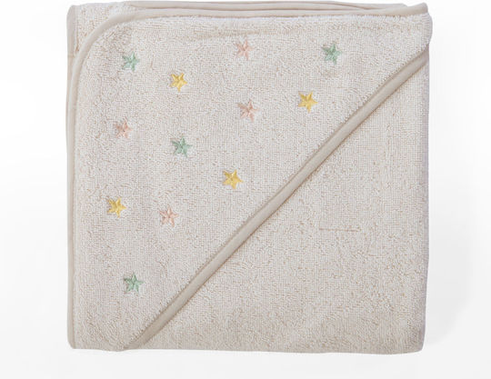 Nef-Nef Homeware Baby-Badetuch mit Kapuze Happy Ecru 75x75cm