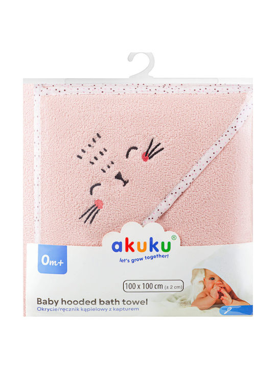 Akuku Baby Hooded Towel Pink 100x100cm