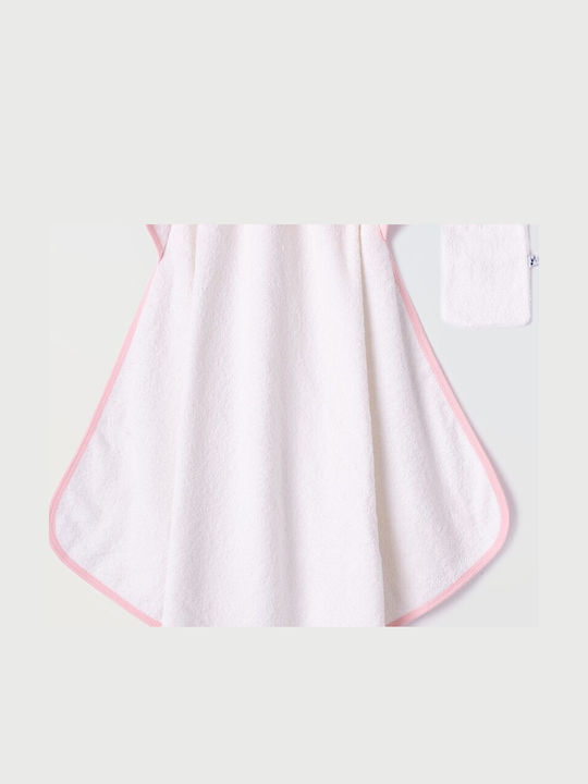 Evita Hooded Baby Bath Towel Happy Bird WHITE/ROSE