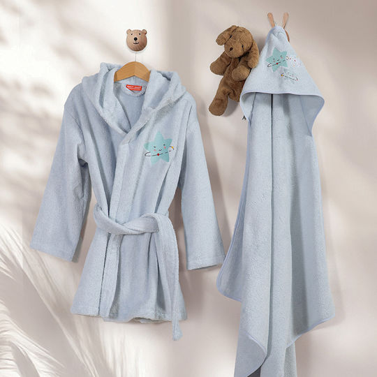 Nef-Nef Homeware Hooded Baby Bathrobe Explore the Universe L.blue