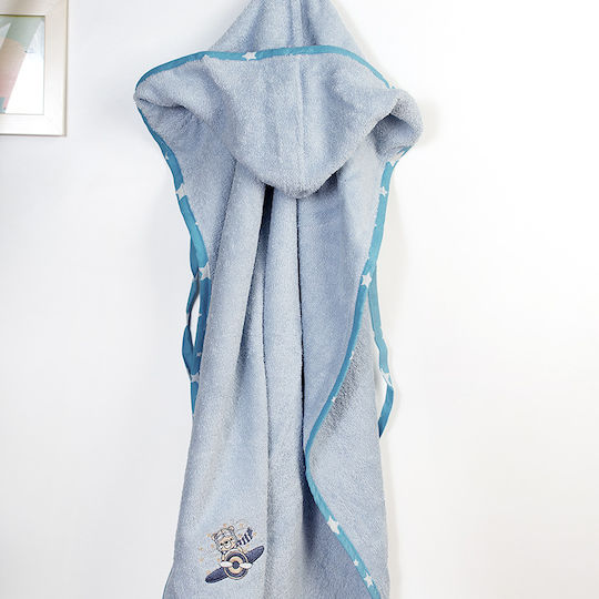 Dimcol Baby-Badetuch mit Kapuze Aviator Himmelblau 75x85cm