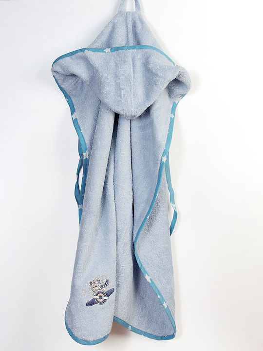 Dimcol Baby Bath Towel Hooded Aviator Sky Blue 75x85cm