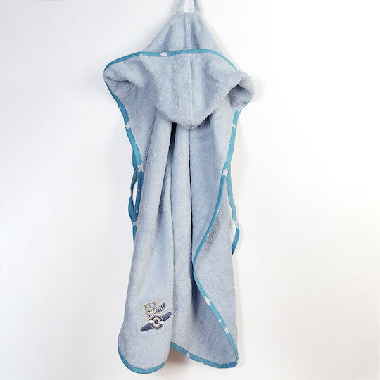 Dimcol Baby-Badetuch mit Kapuze Aviator Himmelblau 75x85cm