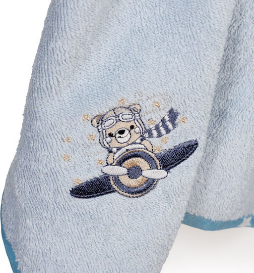 Dimcol Baby-Badetuch mit Kapuze Aviator Himmelblau 75x85cm