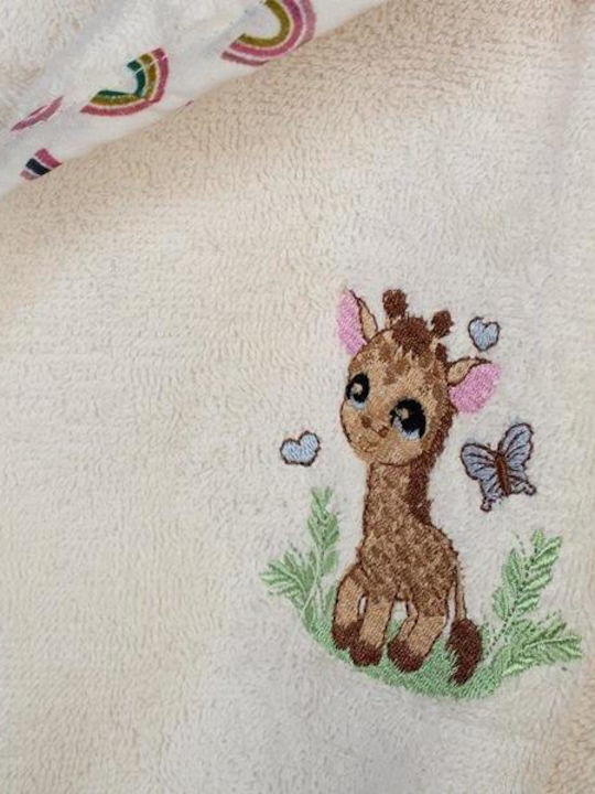 Dimcol Βρεφικό Μπουρνούζι με Κουκούλα Giraffe Ecru-multi
