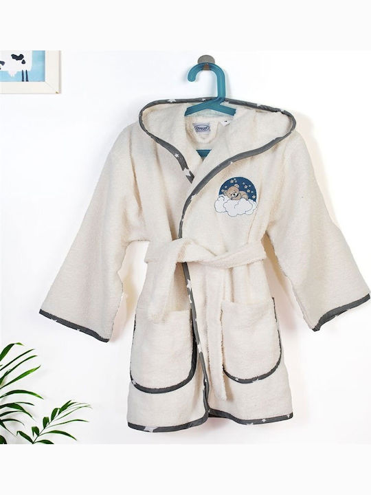 Dimcol Kids Bathrobe Bear Ecru with Hood