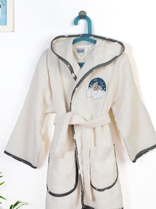 Dimcol Kids Bathrobe Bear Ecru with Hood