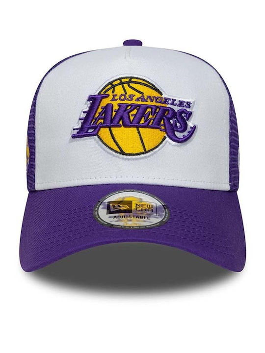 New Era Adult NBA Side Patch Los Angeles Lakers Trucker Cap White Purple 60667463 New Era