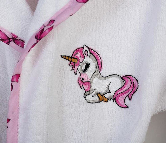 Dimcol Παιδικό Μπουρνούζι Unicorn Λευκό με Κουκούλα