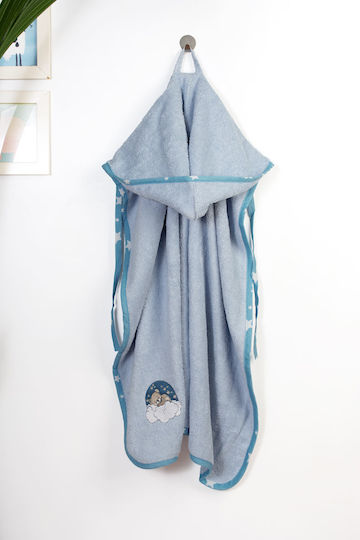 Dimcol Baby-Badetuch mit Kapuze Bear Himmelblau 75x85cm