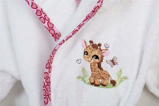 Dimcol Kinderbademantel Giraffe Weiß mit Kapuze
