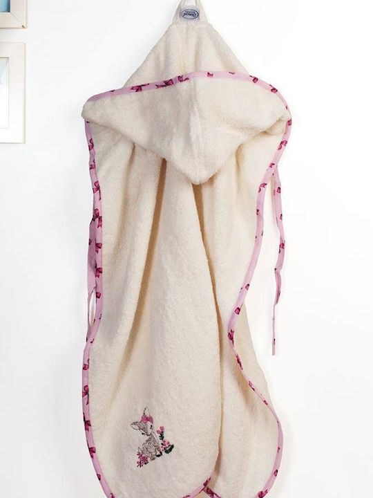 Dimcol Baby Hooded Towel Deer Ecru-Pink 75x85cm