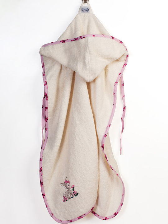 Dimcol Baby Hooded Towel Deer Ecru-Pink 75x85cm