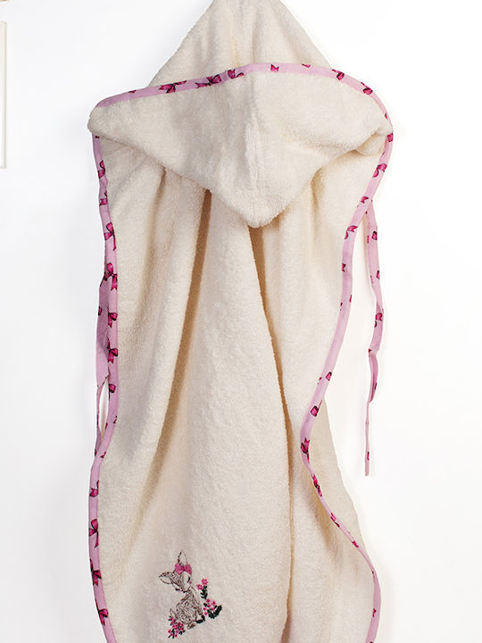 Dimcol Baby Hooded Towel Deer Ecru-Pink 75x85cm