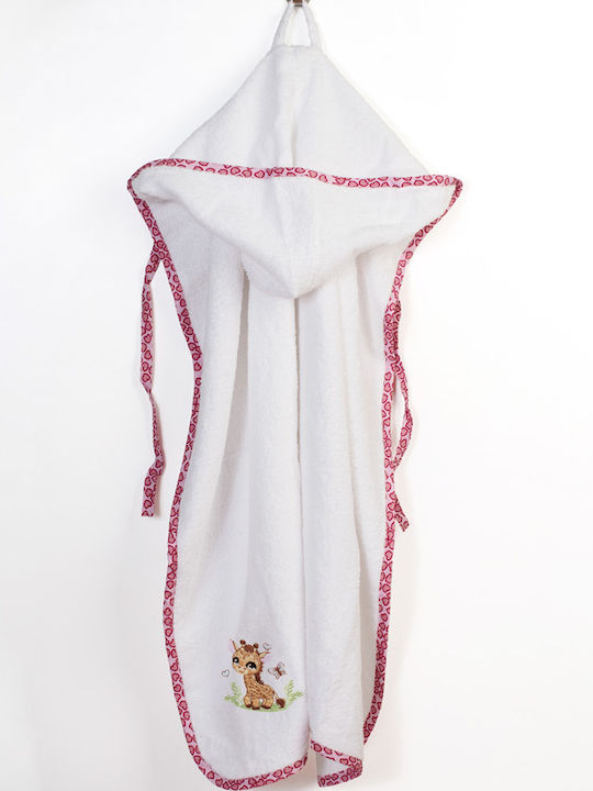 Dimcol Βρεφική Κάπα-Μπουρνούζι με Κουκούλα Giraffe White-pink 75x85εκ.