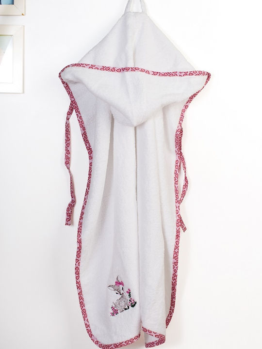 Dimcol Βρεφική Κάπα-Μπουρνούζι με Κουκούλα Giraffe White-pink 75x85εκ.