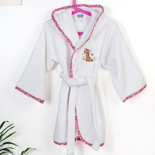 Dimcol Kinderbademantel Giraffe Weiß mit Kapuze
