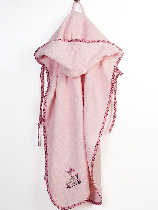 Dimcol Baby-Badetuch Mit Kapuze Deer Rosa 75x85cm