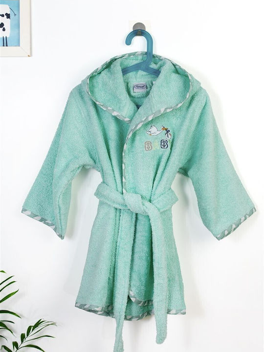 Dimcol Kids Bathrobe Stork Green Hooded