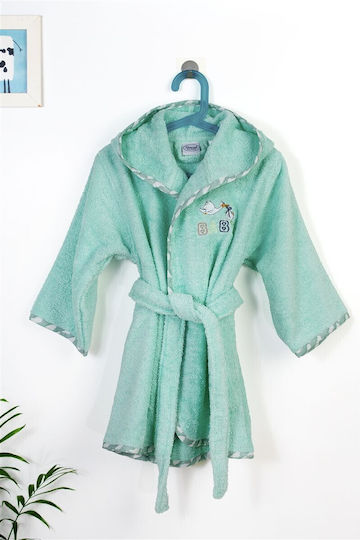 Dimcol Kids Bathrobe Stork Green Hooded