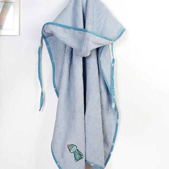 Dimcol Baby-Badetuch mit Kapuze Dinosaur Himmelblau 75x85cm