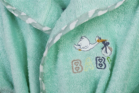 Dimcol Παιδικό Μπουρνούζι Stork Πράσινο με Κουκούλα
