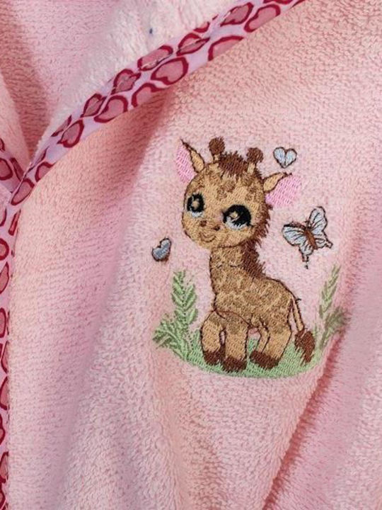 Dimcol Dimcol Baby Bademantel mit Kapuzen Giraffe Rosa
