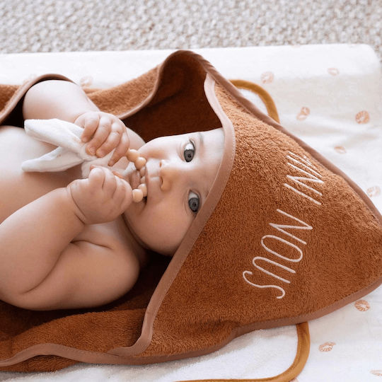 Trois Kilos Sept Baby Bath Towel Hooded Camel 70x70cm
