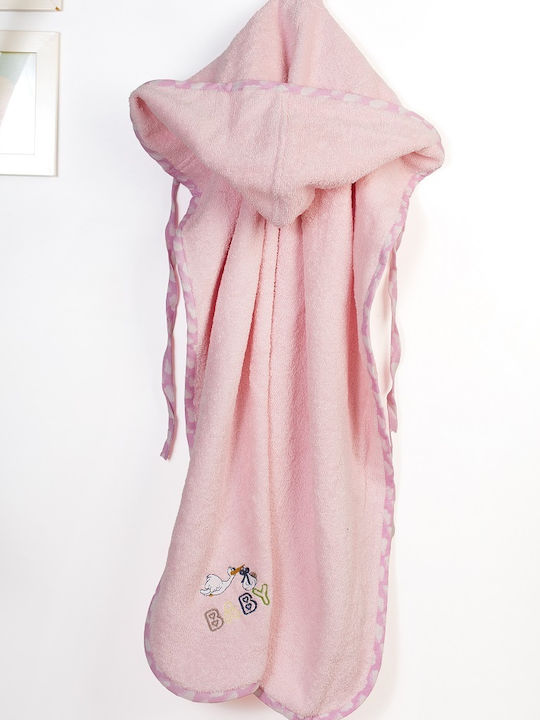 Dimcol Βρεφική Κάπα-Μπουρνούζι με Κουκούλα Stork Pink 75x85εκ.