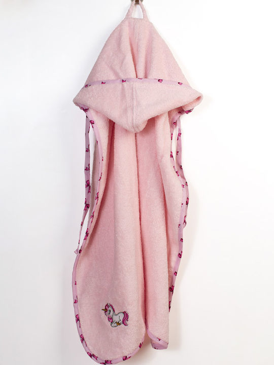 Dimcol Baby Bath Towel Hooded Unicorn Pink 75x85cm