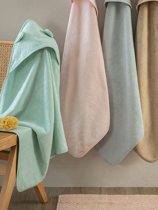 Palamaiki Baby Bath Towel Bathrobe Hooded Robin Beige 75x75cm