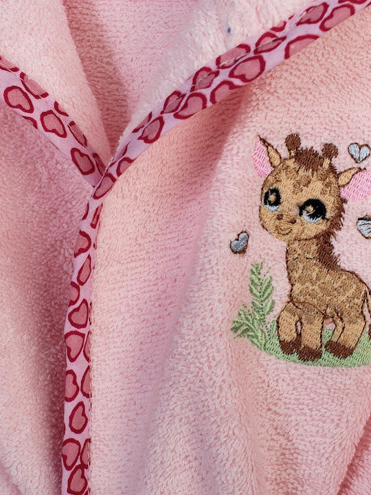 Dimcol Dimcol Baby Bademantel mit Kapuzen Giraffe Rosa