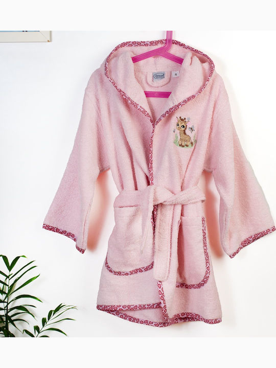 Dimcol Dimcol Baby Bademantel mit Kapuzen Giraffe Rosa
