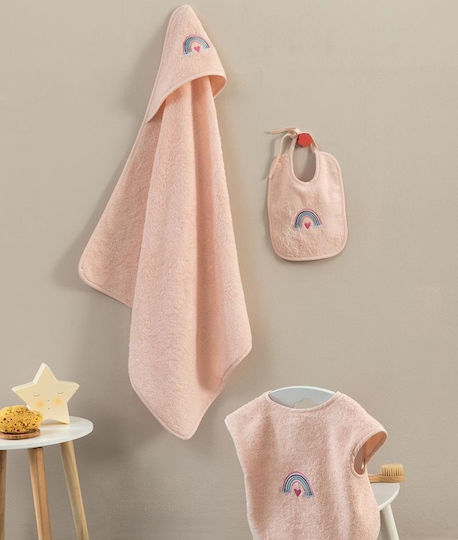 Palamaiki Set De Baie Pentru Bebeluşi Cu Glugă Joia Roz 60x75cm