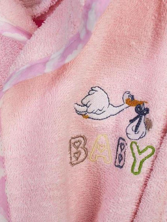 Dimcol Βρεφικό Μπουρνούζι με Κουκούλα Stork Pink