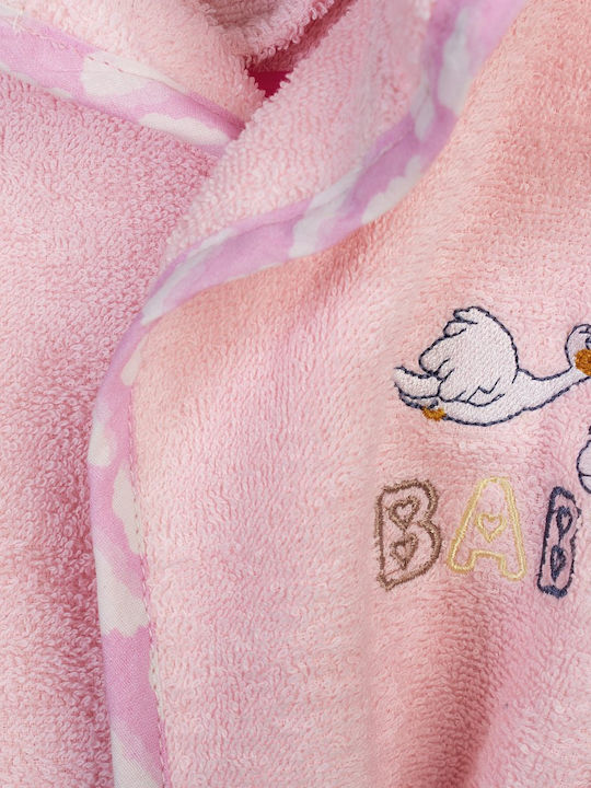 Dimcol Βρεφικό Μπουρνούζι με Κουκούλα Stork Pink