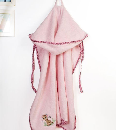 Dimcol Baby Hooded Towel Giraffe Pink 75x85cm