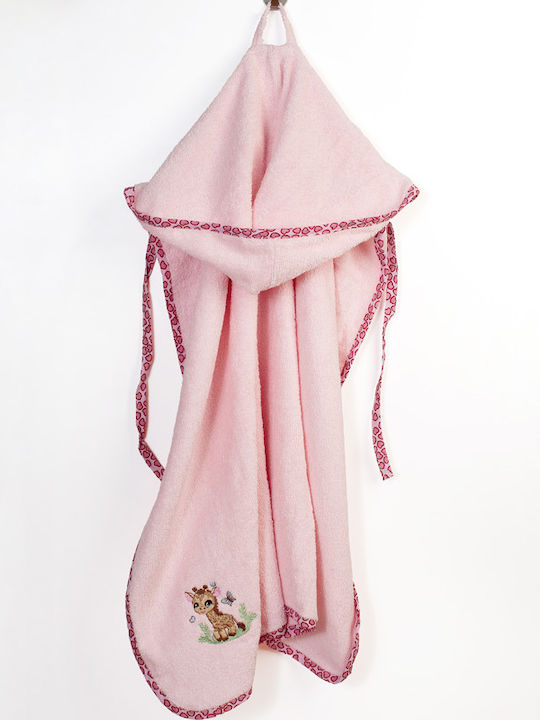 Dimcol Baby Hooded Towel Giraffe Pink 75x85cm