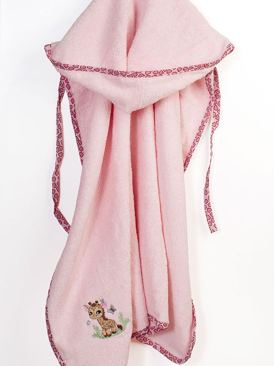 Dimcol Baby Hooded Towel Giraffe Pink 75x85cm