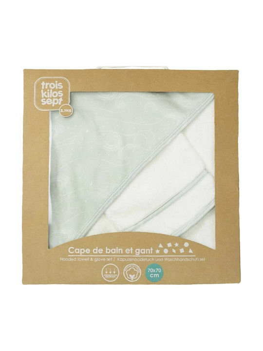 Trois Kilos Sept Hooded Baby Bath Towel Green