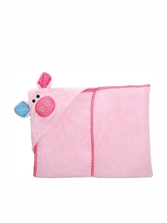 Zoocchini Βρεφική Κάπα-Μπουρνούζι με Κουκούλα Pig Ροζ 75x75εκ.