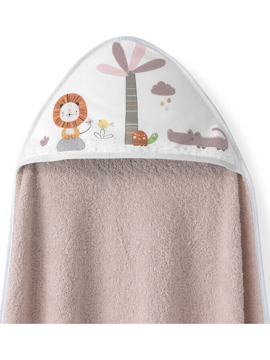 Interbaby Детска Шапка-Худи Халат Тъмно Розов 100x100см